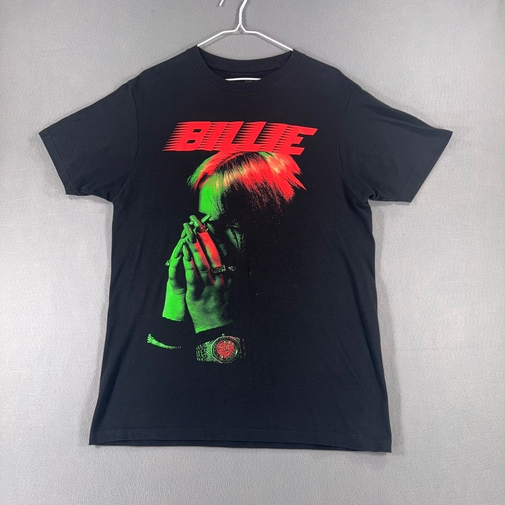 Billie Eilish 2020 Official Graphic T-Shirt Black Neon Green Red Mens Medium
